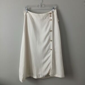 Chelsea 28 Size Medium Women's Midi Skirt Beige Lined Button Down Side Slit